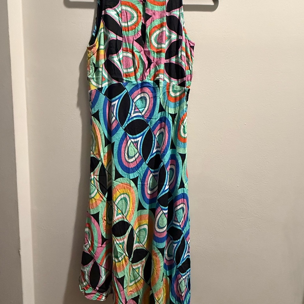 Anthropologie 100% Viscose Retro Print Maxi Dress Sz 8